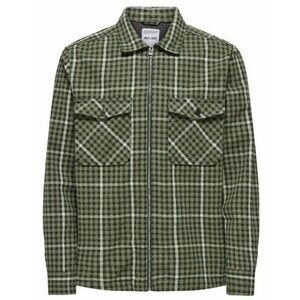 Only & Sons Men's Large Spruce Checkered Zippered Flannel